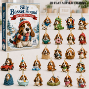 Silly Basset Hound Advent Calendar 2026 - 24-Day Festive Countdown, Acrylic Charms Blind Box - Gift For Basset Hound Lovers