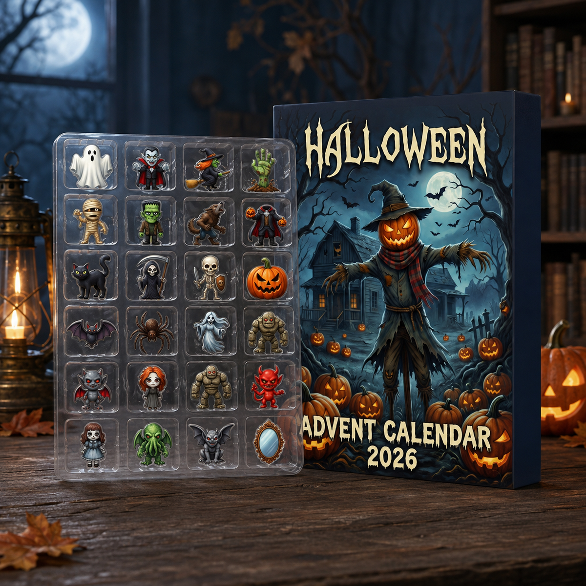 Halloween Advent Calendar 2026 Blind Box, 24 Days Spooky Countdown, Collectible Creepy Charms, Mystery Mini Ornament Gift For Kids