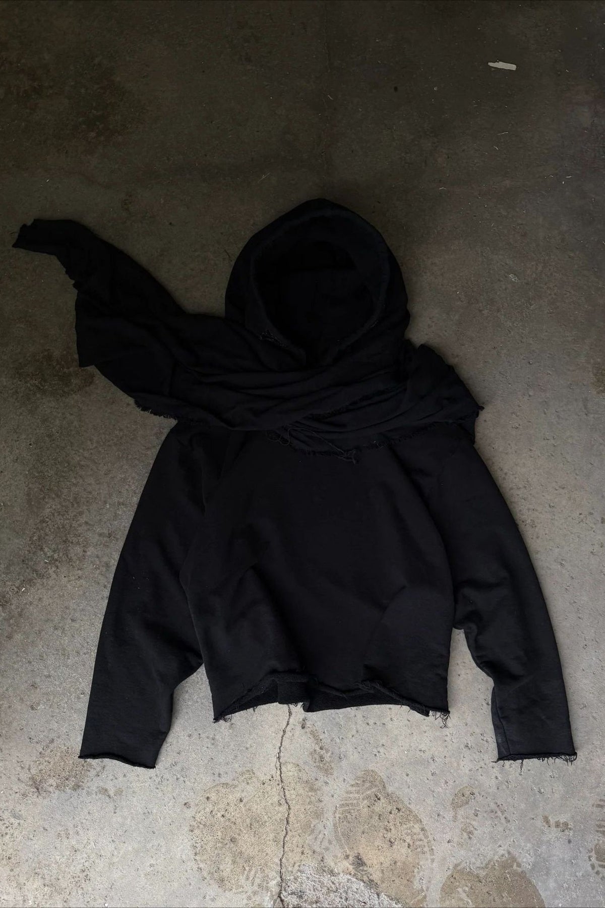 Scarf-Hood Asymmetric Pullover Hoodie