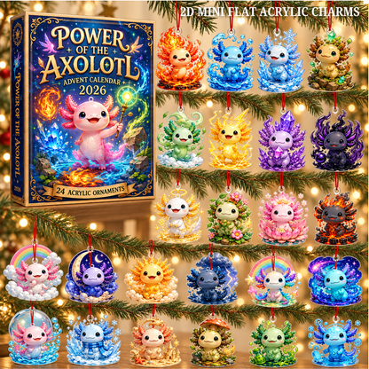 Power Of The Axolotl Advent Calendar 2026 - 24-Day Festive Countdown, Acrylic Charms Blind Box - Gift For Axolotl Lovers