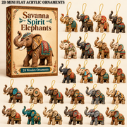 Savanna Spirit Elephants Advent Calendar 2026 - 24-Day Festive Countdown, Wooden Charms Blind Box - Gift For Elephant Lovers