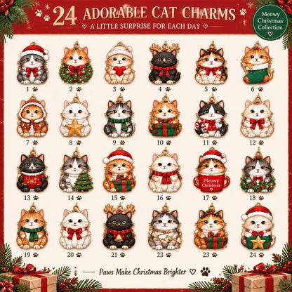Personalized Cat Advent Calendar, Christmas Countdown Box, 24 Cute Cat Charms, Custom Family Name Holiday Keepsake, Cat Lover Gift 2026