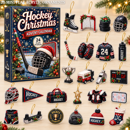Hockey Christmas Advent Calendar 2026 - 24-Day Festive Countdown, Acrylic Charms Blind Box - Gift For Hockey Lovers