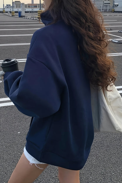 Number Print Half Zip Longline Sweatshirt