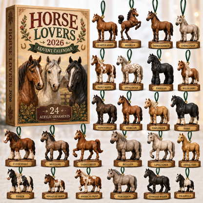 Horse Lovers Advent Calendar 2026 - 24-Day Festive Countdown, Acrylic Charms Blind Box - Gift For Horse Lovers