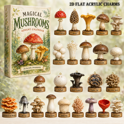 Magical Mushrooms Advent Calendar 2026 - 24-Day Festive Countdown, Acrylic Charms Blind Box - Gift For Mushroom & Nature Lovers