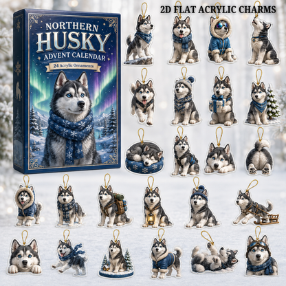 Northern Husky Advent Calendar 2026 - 24-Day Festive Countdown, Acrylic Charms Blind Box - Gift For Husky Lovers