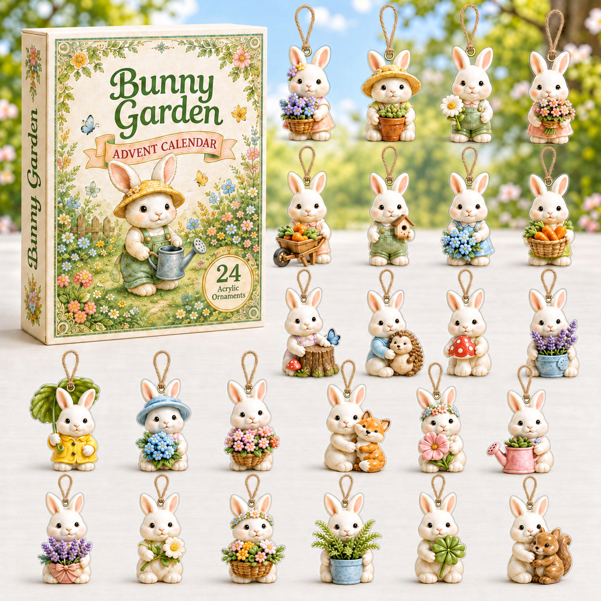 Bunny Garden Advent Calendar 2026 - 24-Day Festive Countdown, Acrylic Charms Blind Box - Gift For Bunny Lovers