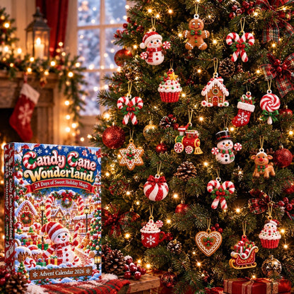 Candy Cane Wonderland Advent Calendar 2026, 24 Piece Candy Cane Ornament Set, Blind Box Advent Calendar, Christmas Countdown Gift