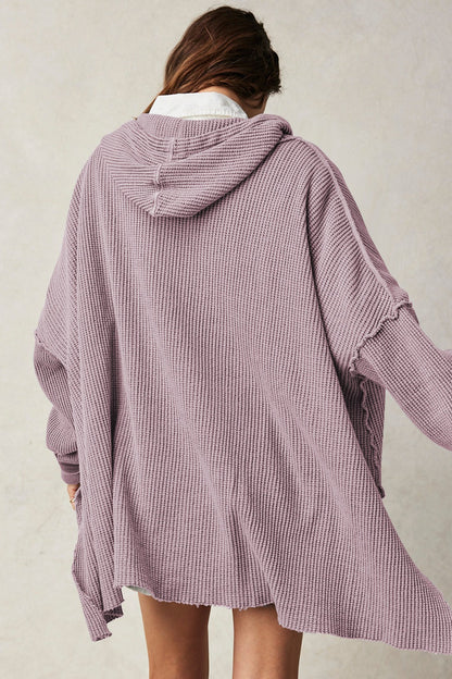 Waffle Knit Oversized Pullover Hoodie