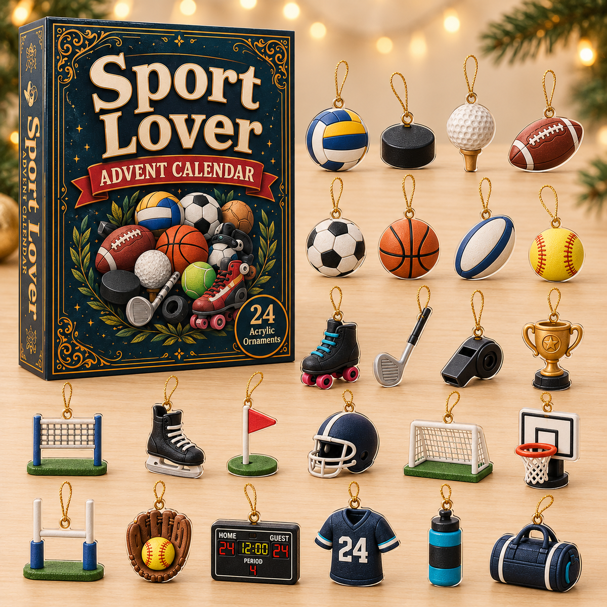 Sport Lover Advent Calendar 2026 - 24-Day Festive Countdown, Acrylic Charms Blind Box - Gift For Sports Lovers