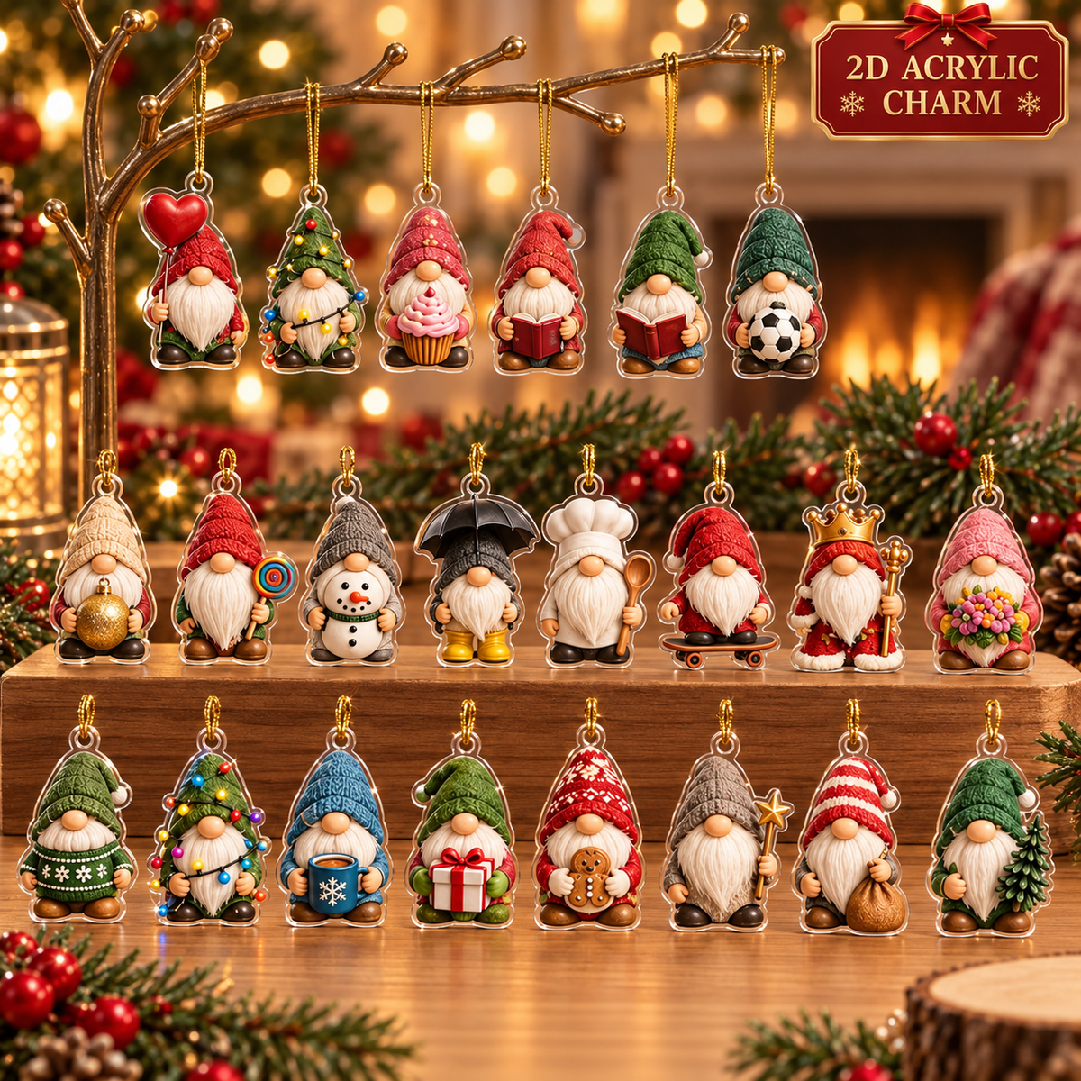 24 Days of Gnome Surprises – Christmas Advent Calendar With 2D Acrylic Charms