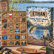 Personalized Fishing Advent Calendar 2026, Custom Fishing Blind Box, 24 Day Christmas Countdown with Fishing Tokens, Xmas Countdown Gifts