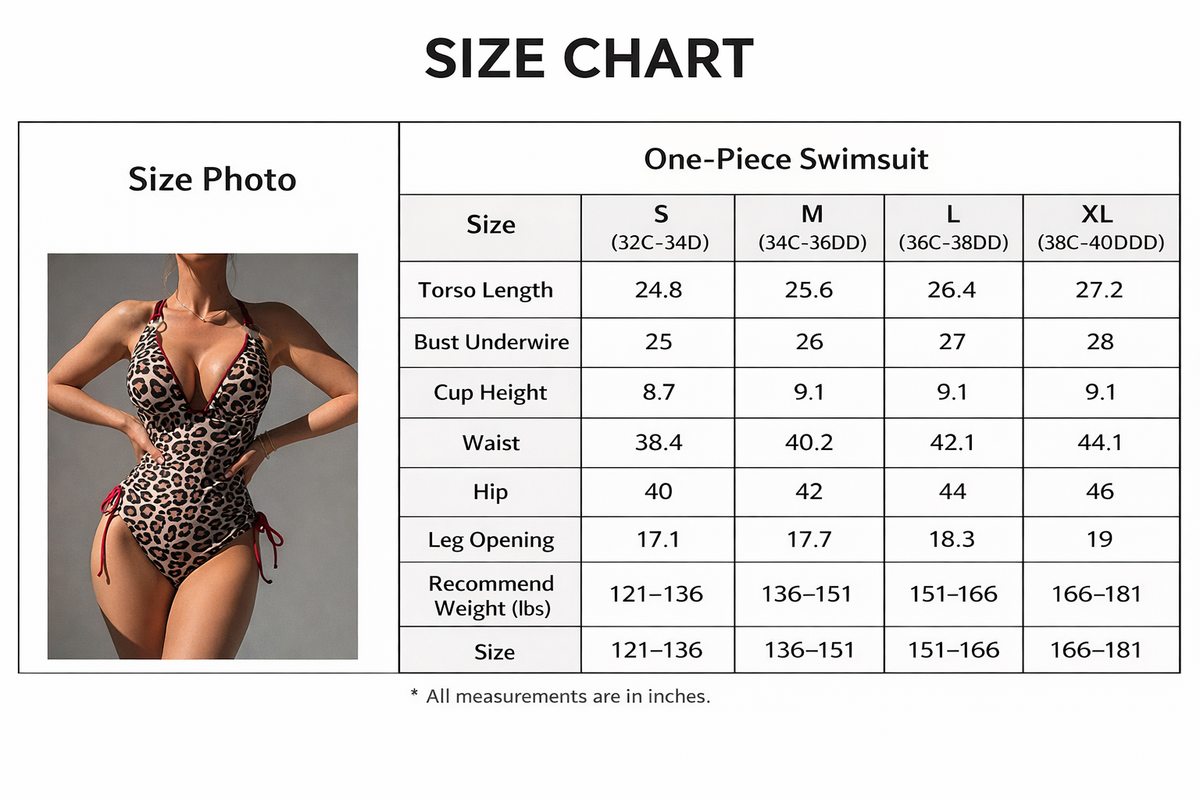 Leopard Print Ring Detail One Piece with Red Trim