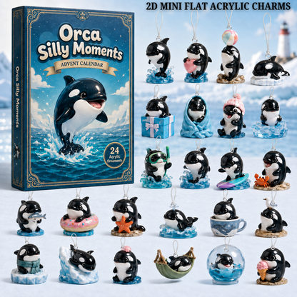 Orca Silly Moments Advent Calendar 2026 - 24-Day Festive Countdown, Acrylic Charms Blind Box - Gift For Orca Lovers