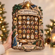 Personalized Nativity Advent Calendar: Custom Wood Christmas Countdown Sign with Hanging Ornaments