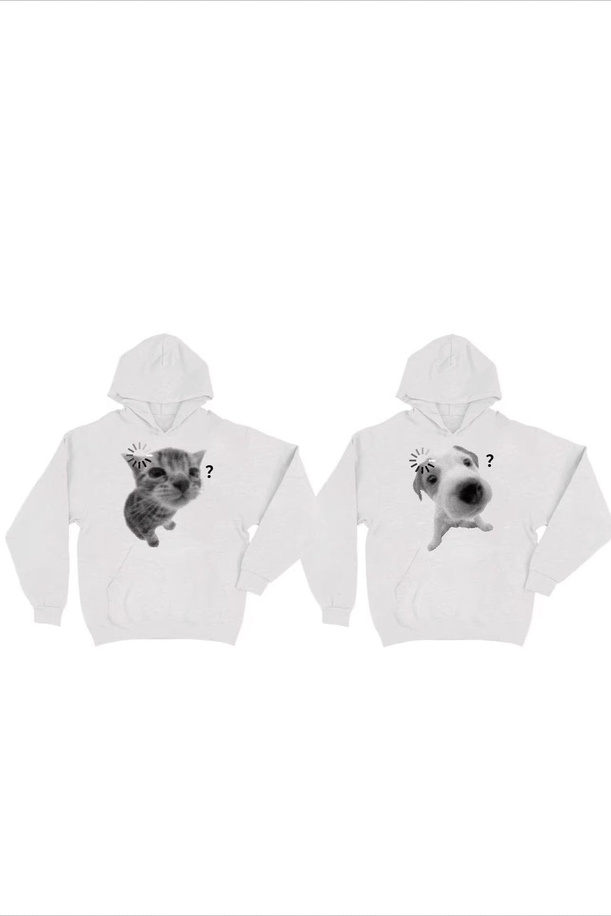 Cat and Dog Graphic Heavyweight Pullover Hoodie