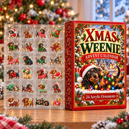 Dachshund Advent Calendar 2026, 24 Acrylic Dog Ornaments, Sausage Dog Christmas Countdown Box, Dog Lover Gift, Holiday Keepsake