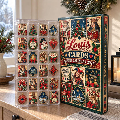 Personalized Playing Cards Advent Calendar: Custom Name 24 Day Christmas Countdown Box