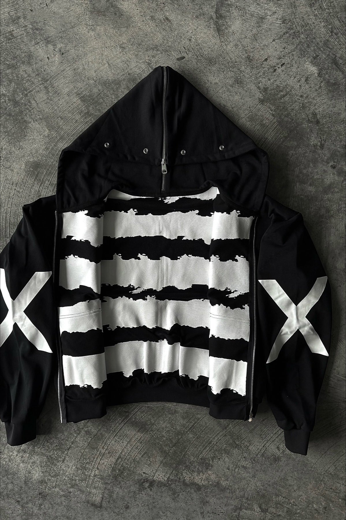 Monochrome Graphic Zip Hoodie