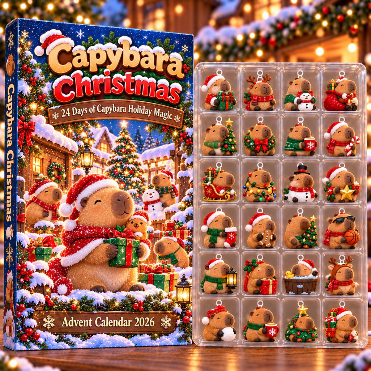 Capybara Advent Calendar 2026, 24 Piece Capybara Ornament Set, Blind Box Advent Calendar, Christmas Countdown Gift for Home Decor