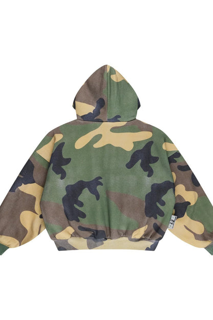 Reversible Camouflage Zip Yellow Hoodie