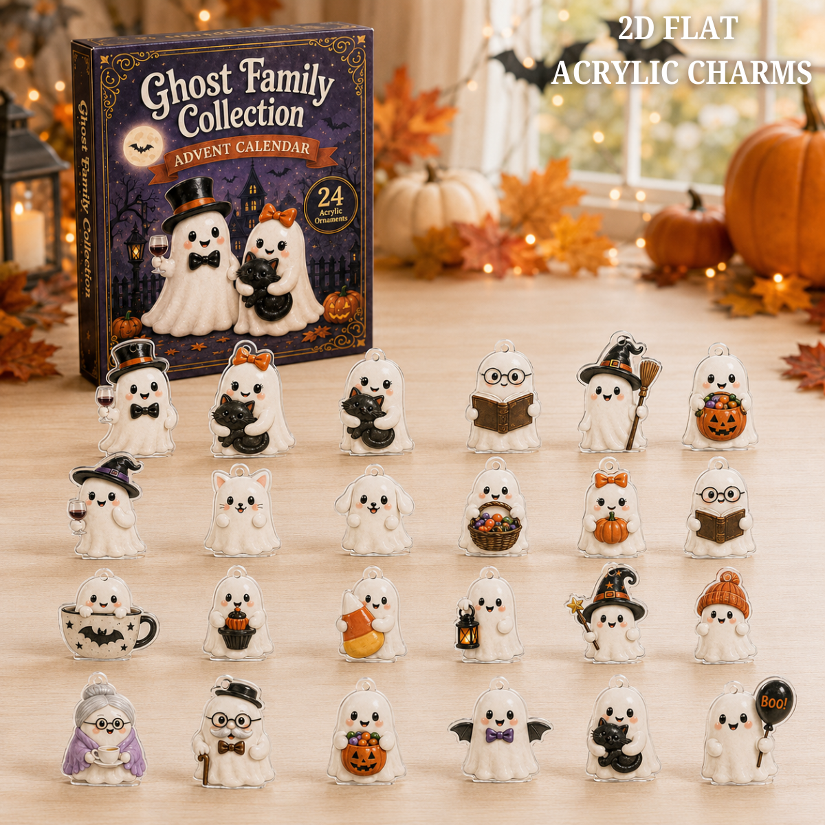 Ghost Family Advent Calendar 2026 - 24-Day Festive Countdown, Acrylic Charms Blind Box - Gift For Halloween Lovers