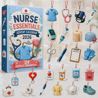Nurse Essentials Advent Calendar 2026 - 24-Day Festive Countdown, Acrylic Charms Blind Box - Gift For Nurses