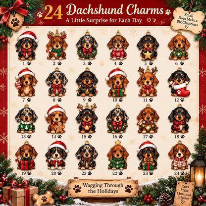 Dachshund Advent Calendar, Christmas Countdown Box, 24 Mini Dog Charms, Family Holiday Keepsake, Sausage Dog Lover Gift 2026