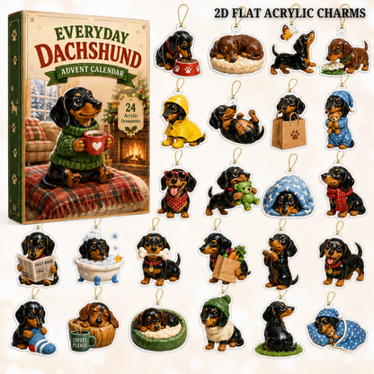 Everyday Dachshund Advent Calendar 2026 - 24-Day Festive Countdown, Acrylic Charms Blind Box - Gift For Dachshund Lovers