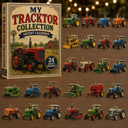Tractor Collection Advent Calendar 2026 - 24-Day Festive Countdown, Acrylic Charms Blind Box - Gift For Farmer
