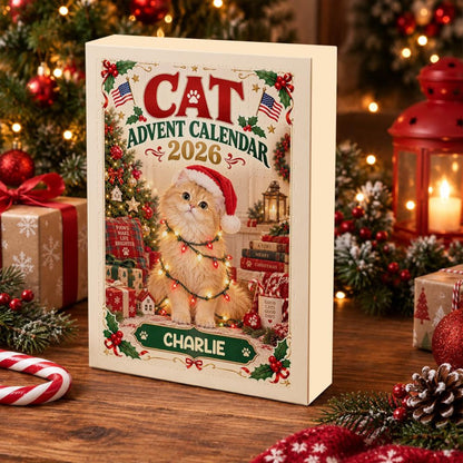 Personalized Cat Advent Calendar 2026, 24 Acrylic Charms, Christmas Countdown Gift for Cat Lovers