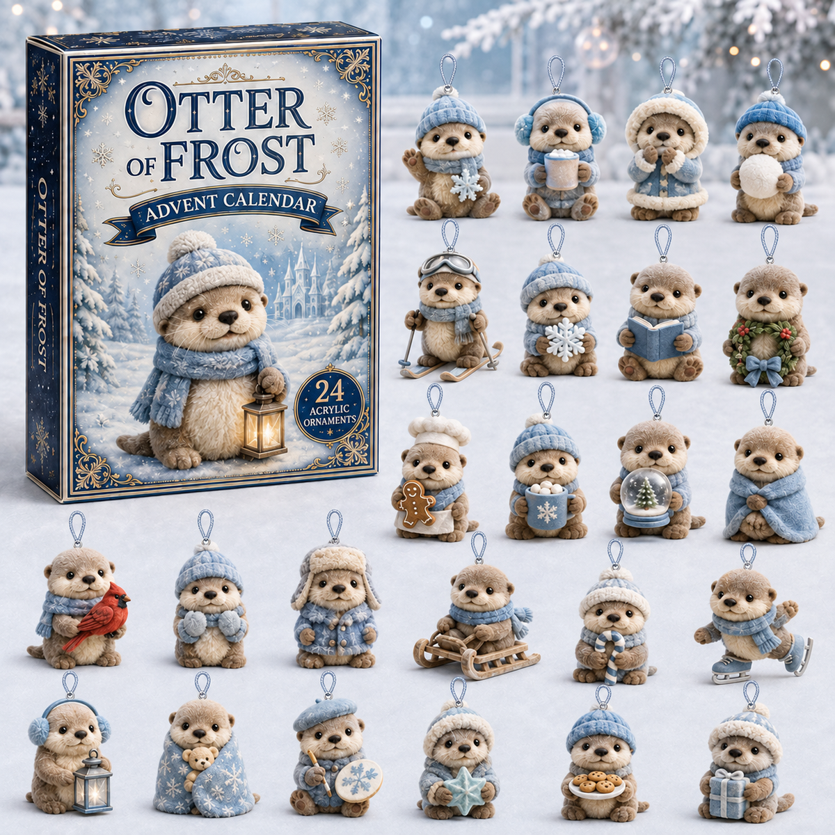 Otter Of Frost Advent Calendar 2026 - 24-Day Festive Countdown, Acrylic Charms Blind Box - Gift For Otter Lovers