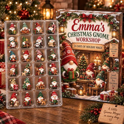 Personalized Christmas Gnome Advent Calendar 2026, 24 Day Holiday Countdown, Custom Name Blind Box Keepsake, Christmas Gift For Kids