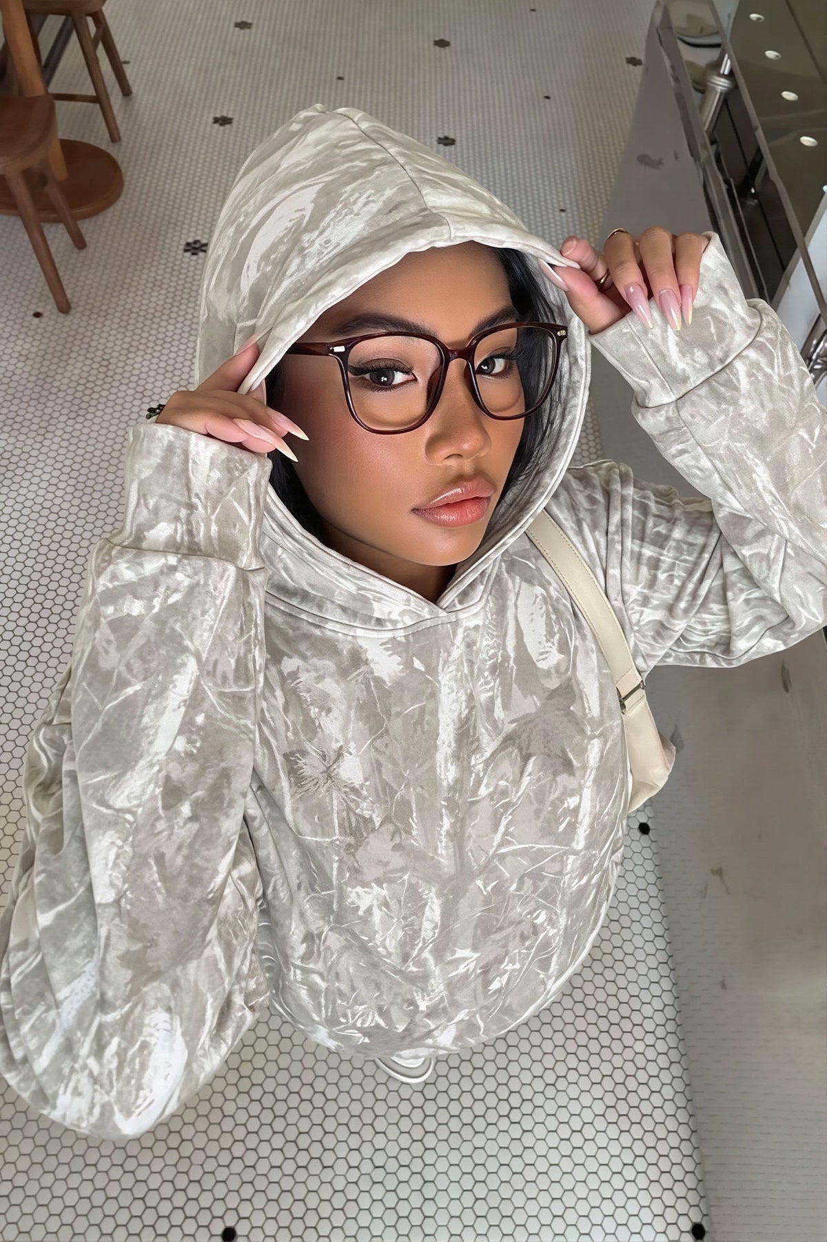 Stylish Abstract Print Pullover Hoodie