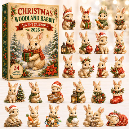 Christmas Woodland Rabbit Advent Calendar 2026 - 24-Day Festive Countdown, Acrylic Charms Blind Box - Gift For Woodland Lovers, Family & Friends
