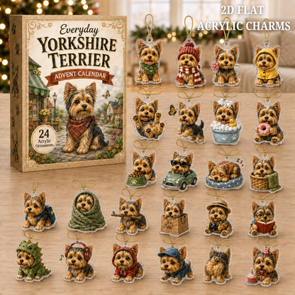 Everyday Yorkshire Terrier Advent Calendar 2026 - 24-Day Festive Countdown, Acrylic Charms Blind Box - Gift For Dog Lovers