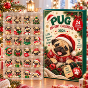 Pug Christmas Blind Box Advent Calendar 2026, 24 Day Dog Charm Countdown, Pug Holiday Ornaments Thai