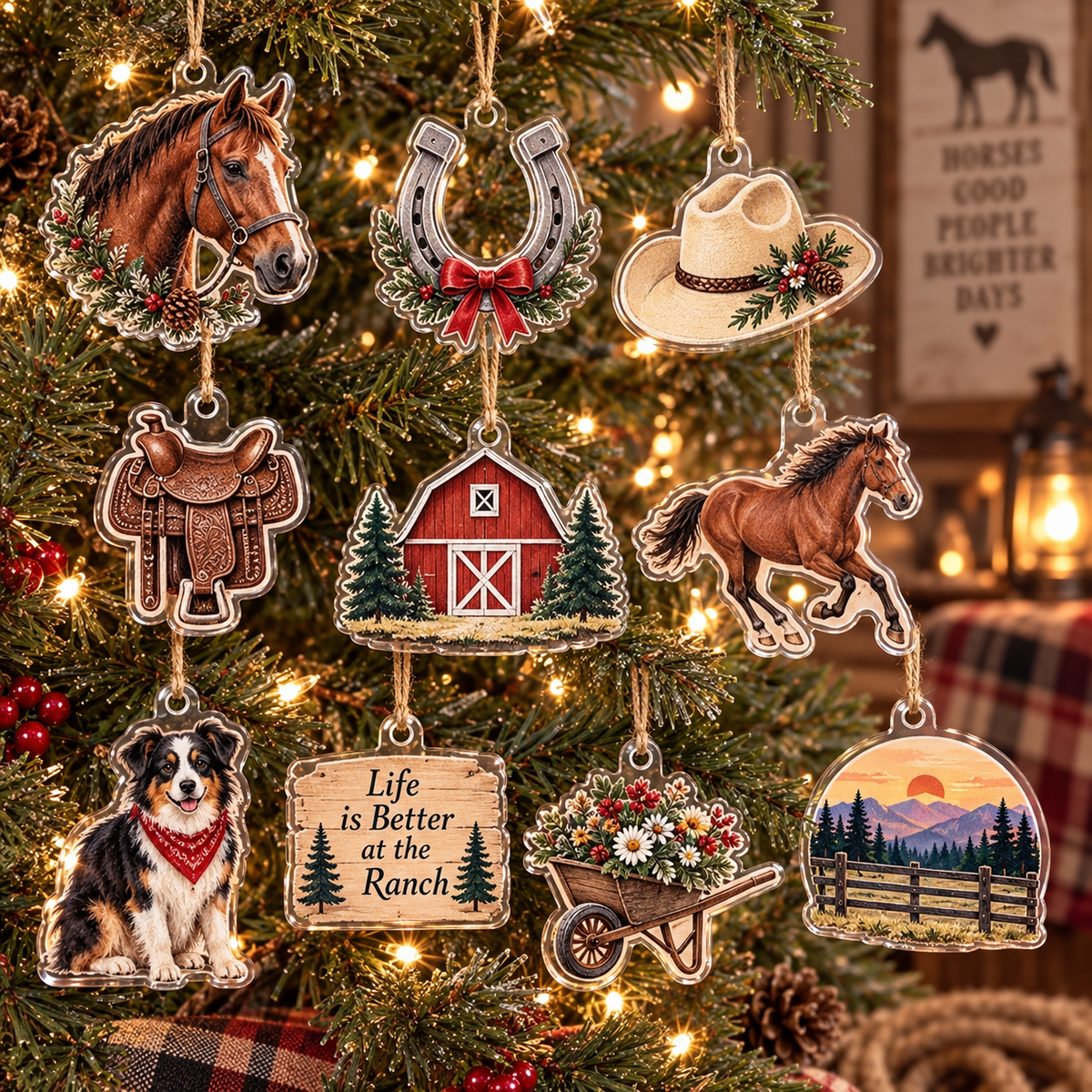 Horse Ranch Advent Calendar 2026, 24 Day Christmas Countdown, Western Horse Ornaments, Cowboy Ranch Decor, Equestrian Horse Lover Gift