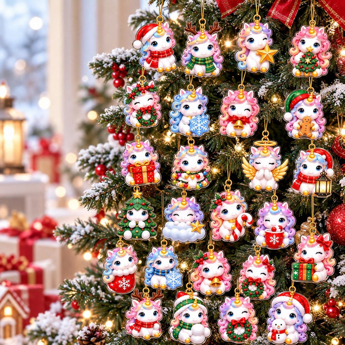 Cute Unicorn Advent Calendar, 24 Keepsake Tree Ornaments Holiday Gift for Girls 2026
