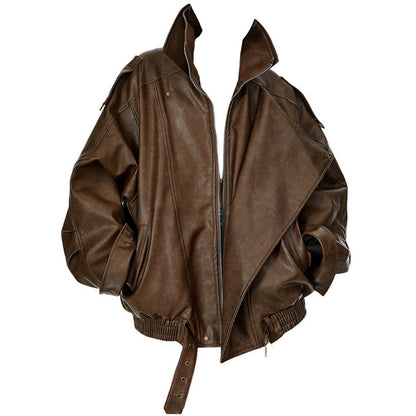 Model Off Duty Buckle Leather Jacket