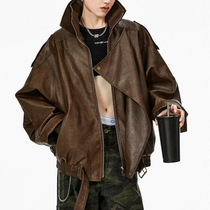 Model Off Duty Buckle Leather Jacket
