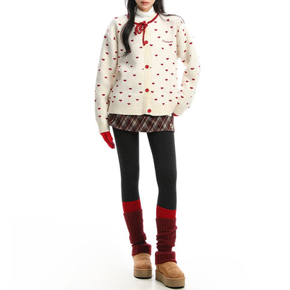 Croissant Run Heart Cardigan