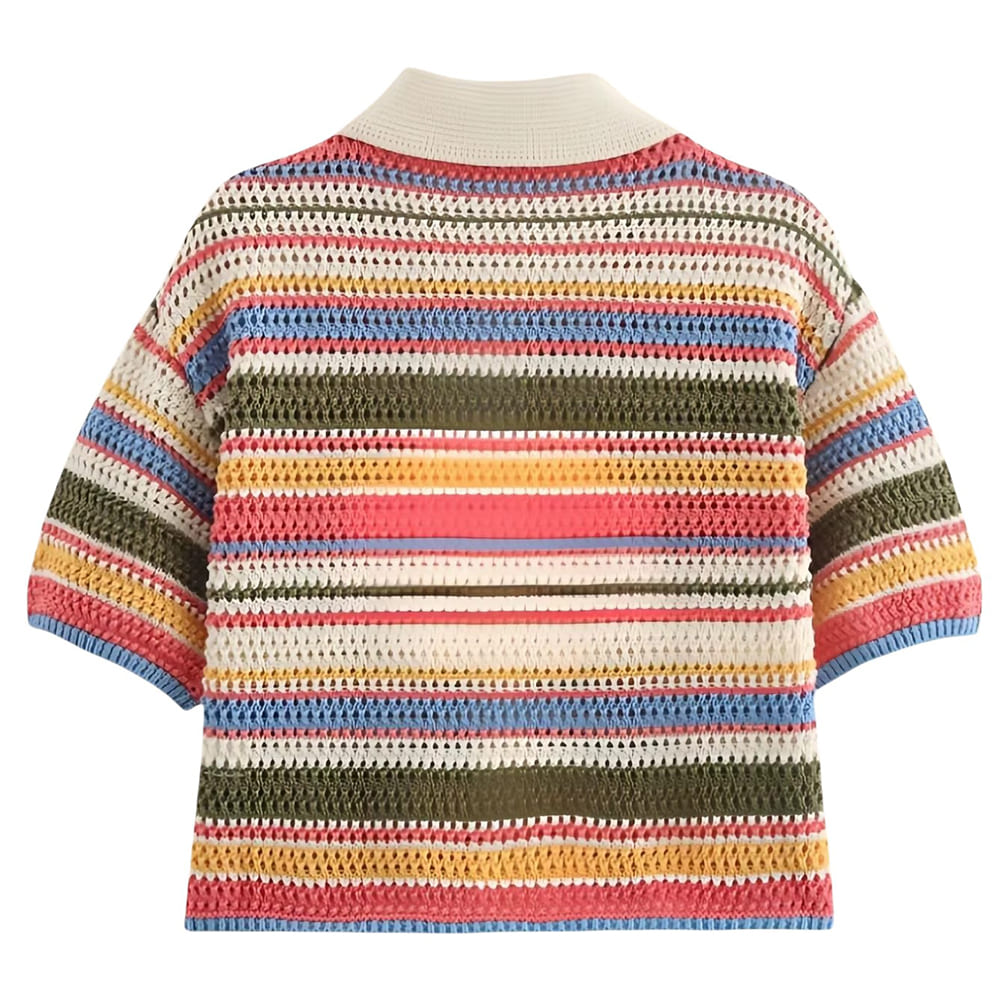 Seaside Striped Crochet Top + Shorts Co-Ord