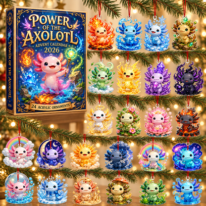 Power Of The Axolotl Advent Calendar 2026 - 24-Day Festive Countdown, Acrylic Charms Blind Box - Gift For Axolotl Lovers