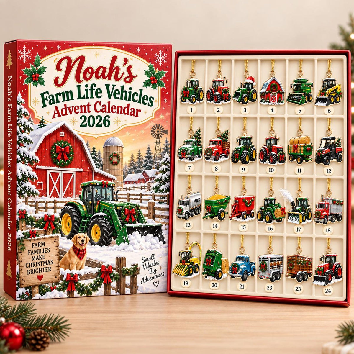 Farm Vehicle Advent Calendar 2026, Tractors and Trucks, Christmas Countdown Gift, 24 Day Motorsport Christmas Countdown