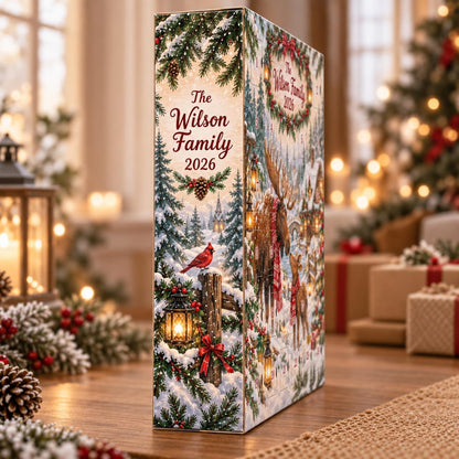 Personalized Moose Advent Calendar, 24 Double-Sided Acrylic Ornaments, Christmas Countdown Box