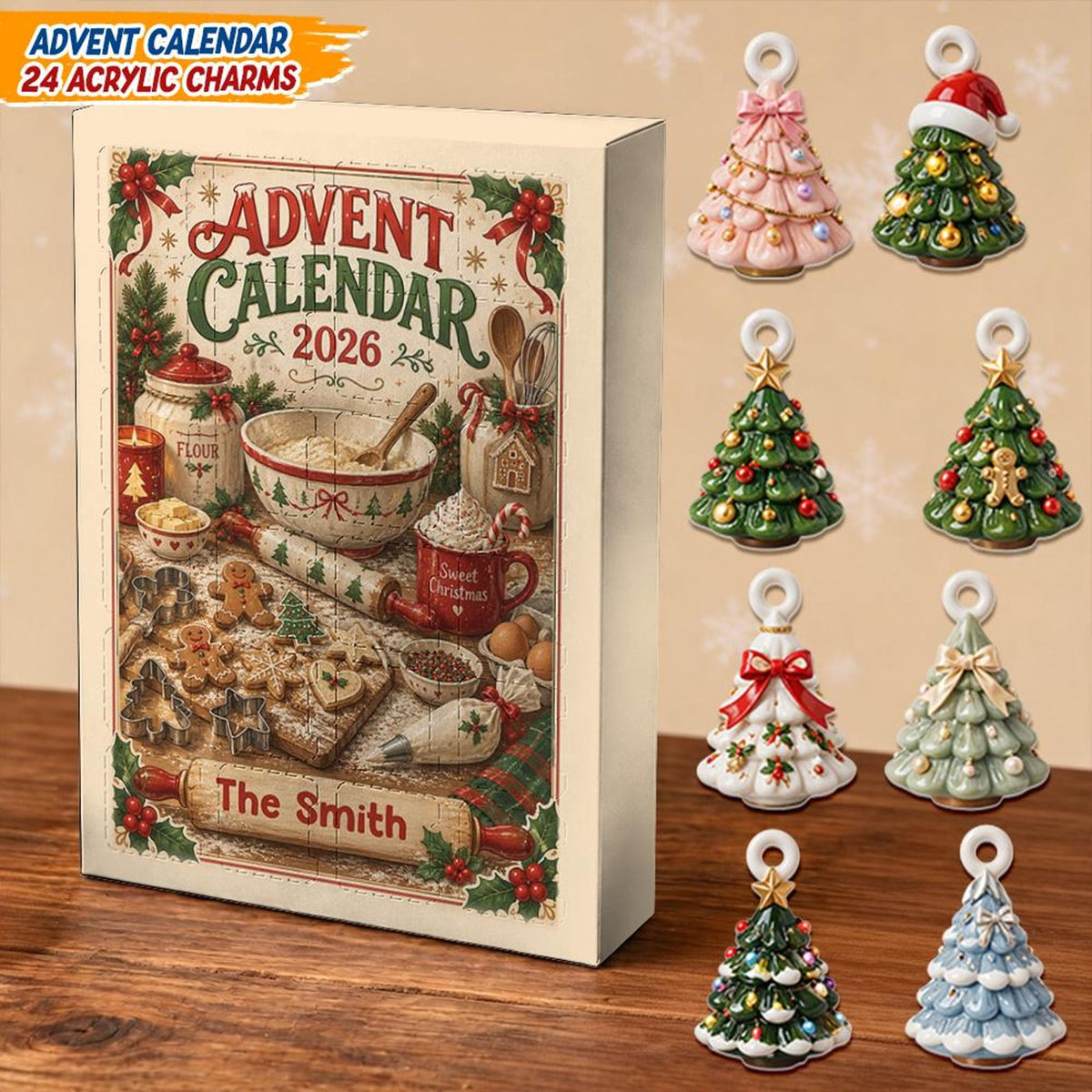 Personalized Advent Calendar Acrylic Charms, 24 Days Countdown Set, Custom Name, Holiday Activity, Christmas Gift
