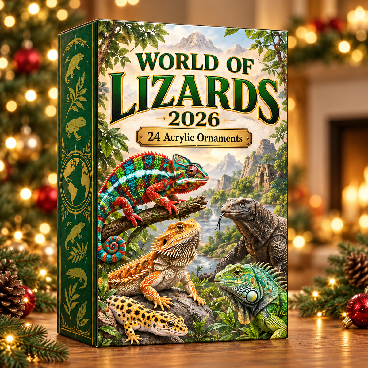 World Of Lizards Advent Calendar 2026 - 24-Day Festive Countdown, Acrylic Charms Blind Box - Gift For Lizard Lovers