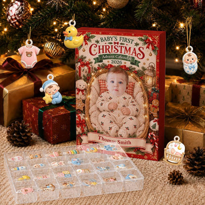 Baby First Christmas Advent Calendar, Personalized 24 Acrylic Charms, Custom Photo Keepsake, 2026 Countdown